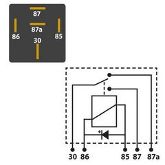 12V 30/40A 5 Pin Change Over Mini Relay with Diode - Furneaux Riddall